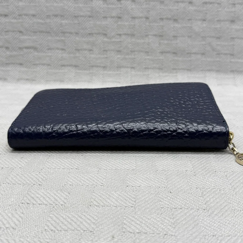 DKNY‎ Wallet Womens One Size Blue Leather Zip Around Logo Credit Card Organizer